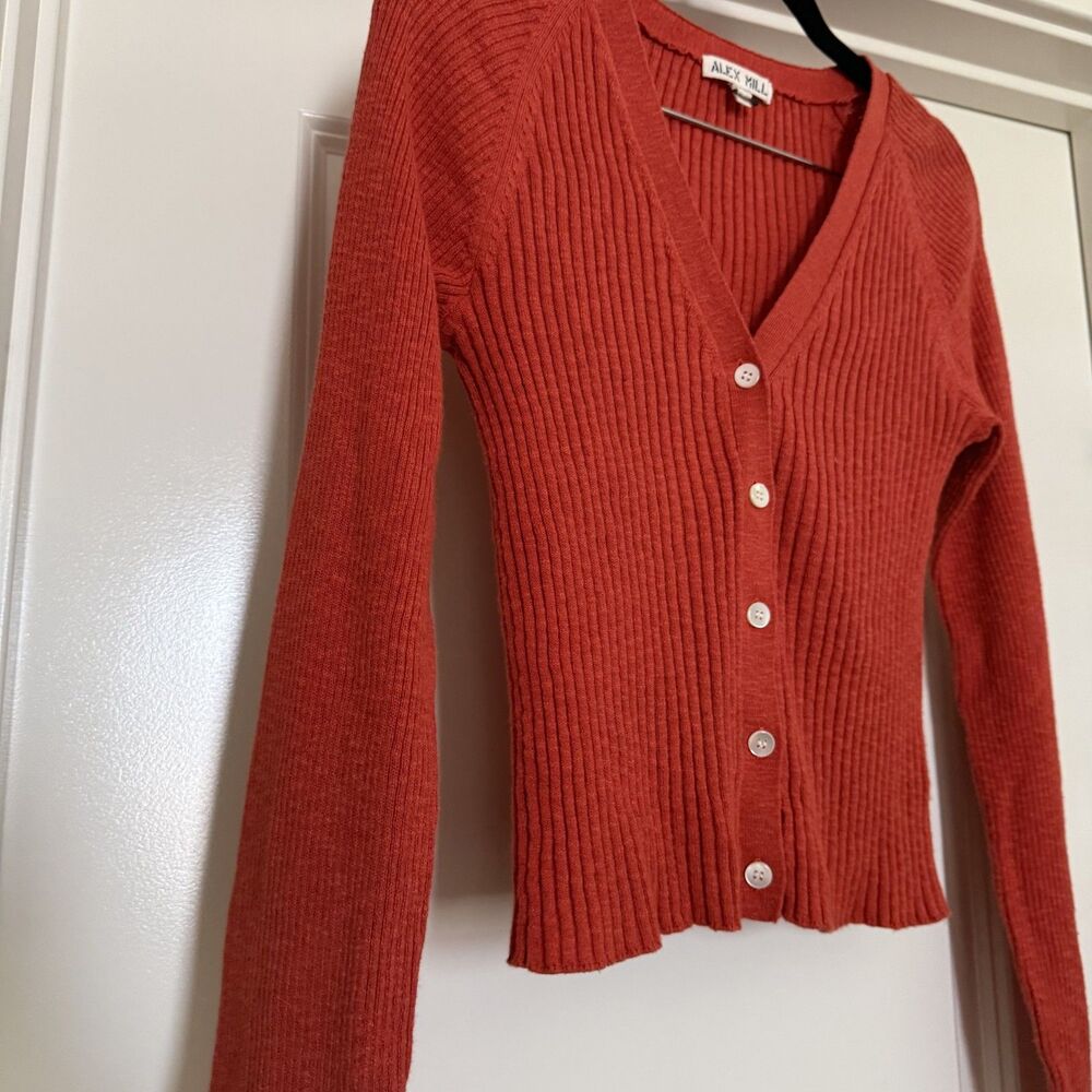 Alex Mill Finney Sz Xs Cotton Linen Ribbed Knit Cardigan Y2k Fall View 5